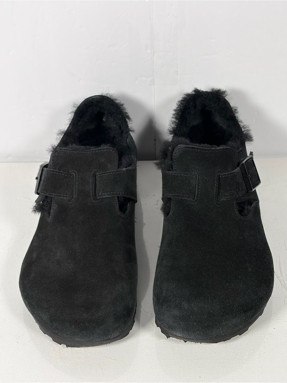 Birkenstock Boston Shearling Black Suede Clogs EU 37 US 6-6.5 Fur Lined - Picture 5 of 10